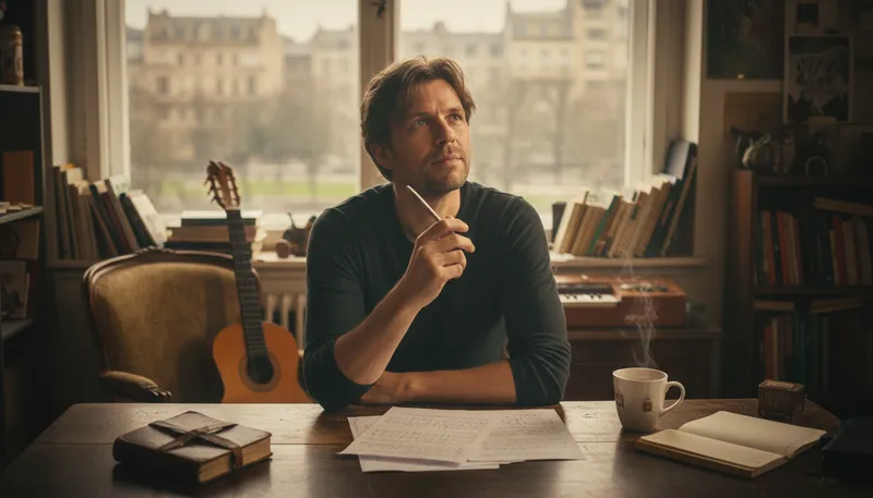 Illustration of lyricist: A person who writes song lyrics.