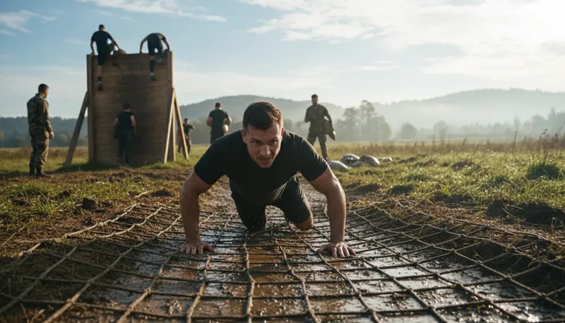 Illustration of boot camp: Intensive training program, often for discipline.