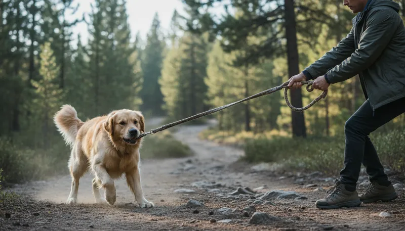 Illustration of strain at the leash: Eager or anxious to be free or active.