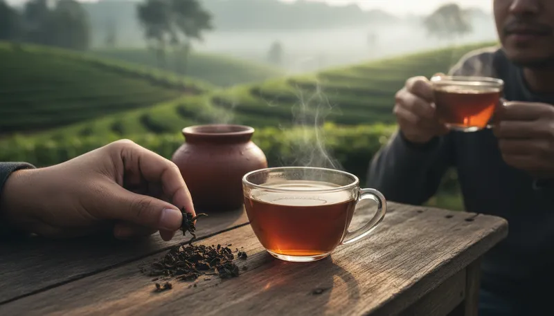 Illustration of assam: A region in India known for tea cultivation.