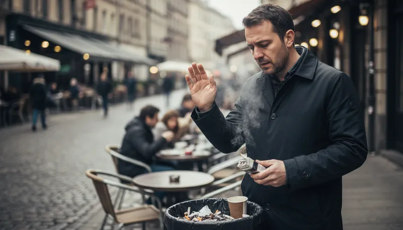 Illustration of cold turkey: stop something abruptly and completely