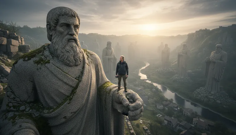 Illustration of dwarf standing on the shoulders of giants: building on others' achievements