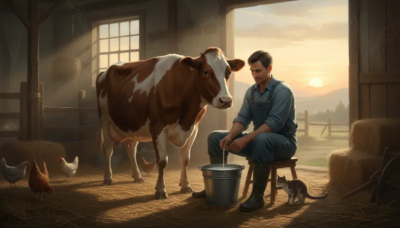 Illustration of milk: to extract milk from an animal