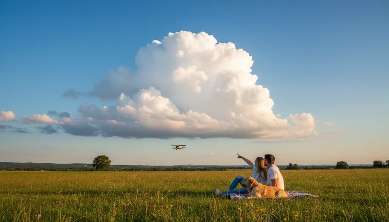 Illustration of cloud: A visible mass of condensed water vapor.