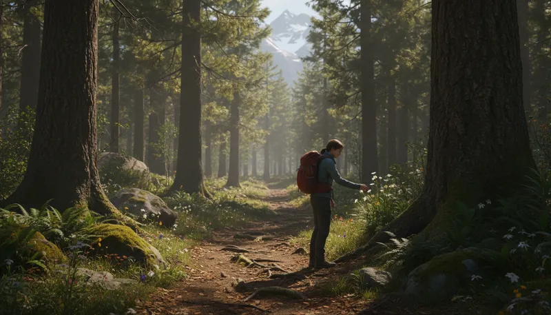 Illustration of nature beckons: Nature calls or invites you to explore.