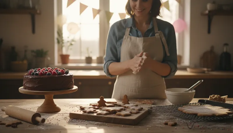 Illustration of cake and gingerbread: Types of sweet baked desserts.