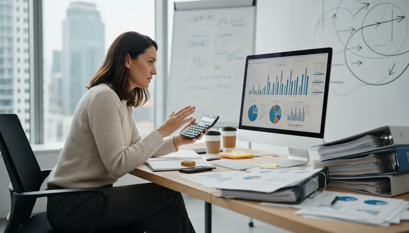 Illustration of crunch numbers: To do calculations or analyze data.