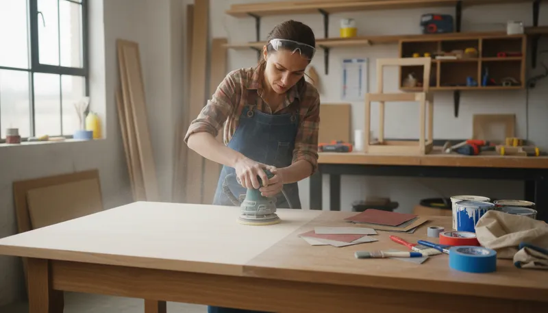 Illustration of sand: to smooth a surface using sandpaper