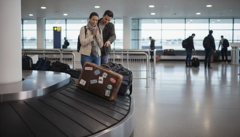 Illustration of carousel: a rotating platform for luggage at airports