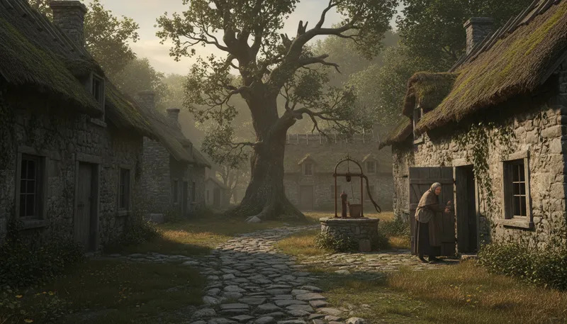 Illustration of time forgot: A place or moment with no modern influence.