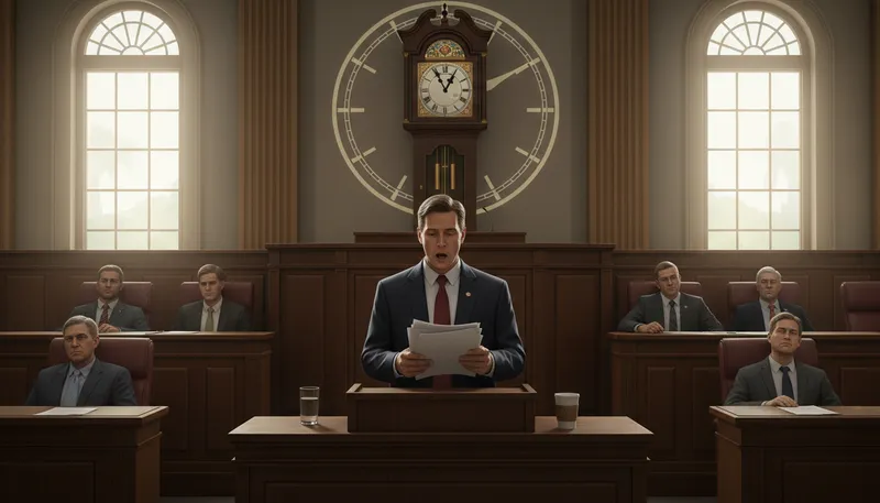 Illustration of filibuster: A tactic to delay legislative action.