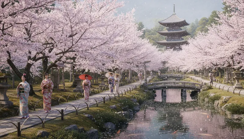 Illustration of kyoto: City in Japan known for its historic temples.