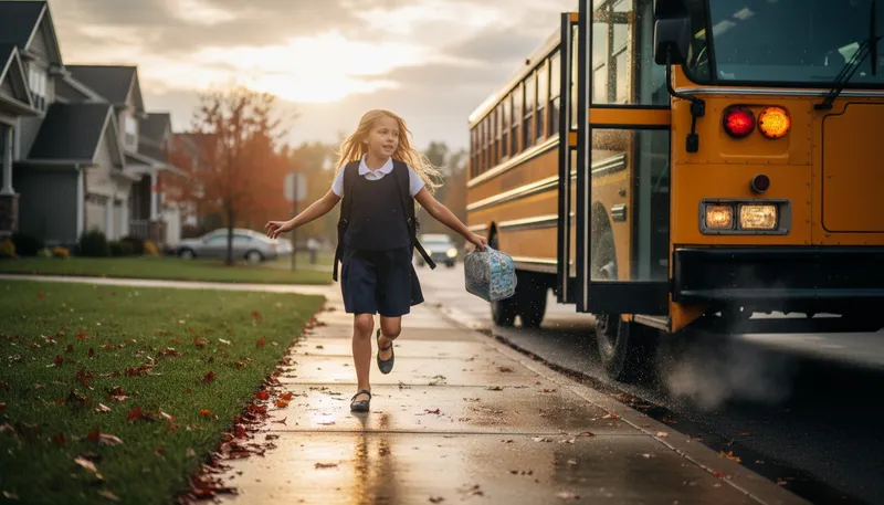Illustration of schoolgirl: A girl attending school.