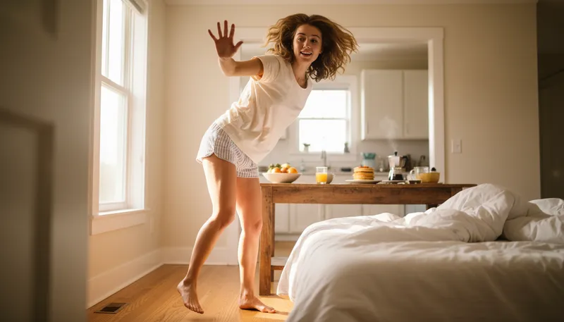 Illustration of up and at 'em: ready to start the day energetically