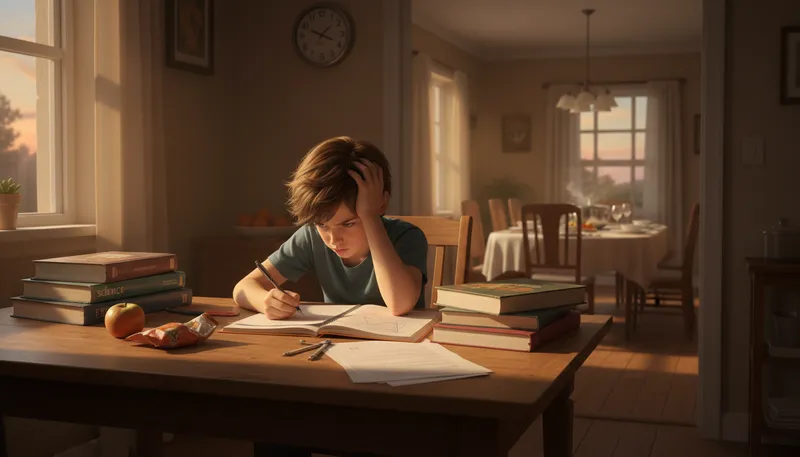 Illustration of schoolwork: assignments given to students for learning