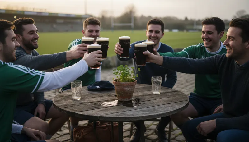 Illustration of wet the shamrock: to celebrate with a drink, often Irish