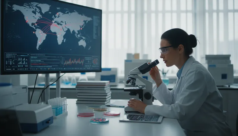 Illustration of epidemiology: the study of how diseases spread