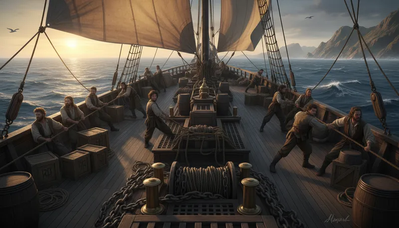 Illustration of voyage: A long journey, especially by sea or air.