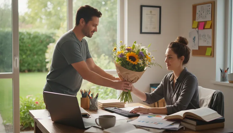 Illustration of give someone their flowers: to show appreciation to someone