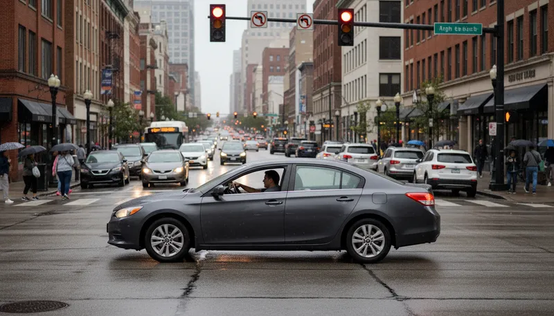Illustration of intersection: a place where two or more roads meet.