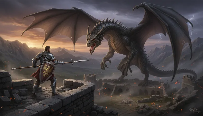 Illustration of theon: A character in a story or myth.