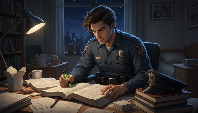 Illustration of cop on: Common sense or awareness.