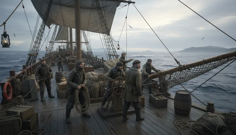 Illustration of seafaring: Related to traveling by sea.