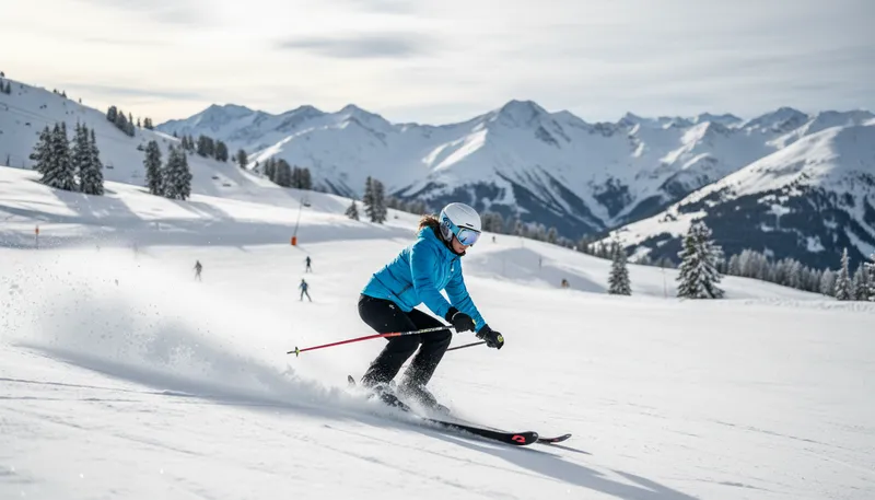 Illustration of christie: a type of skiing turn to change direction