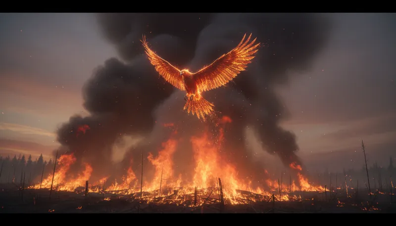 Illustration of firebird: A mythical bird that regenerates.