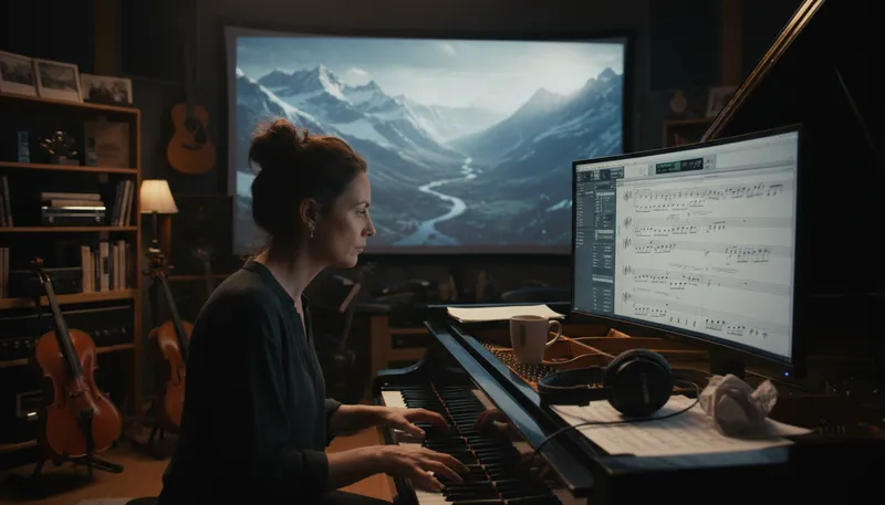 Illustration of scorer: a person who writes music