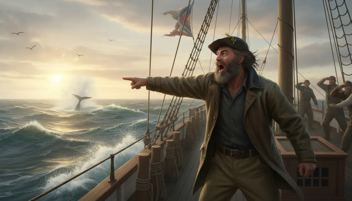 thar she blows 일러스트: A phrase shouted when a whale is spotted at sea.