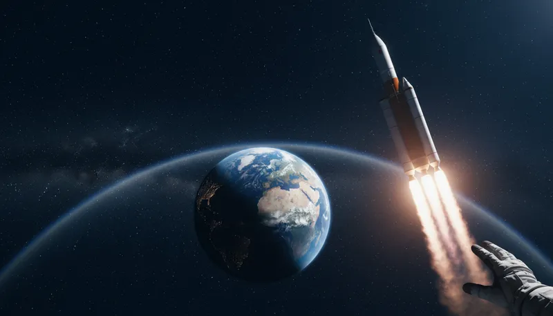 Illustration of space: physical universe beyond Earth's atmosphere