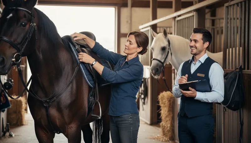 Illustration of put the saddle on the right horse: support the right person or idea