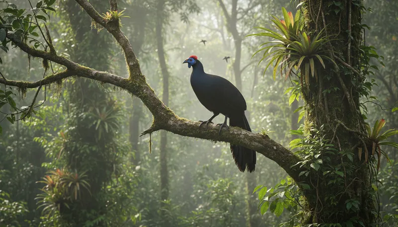 Illustration of guan: A large tropical bird.