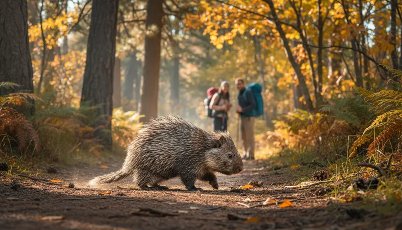 Illustration of porcupine: a spiny rodent found in forests