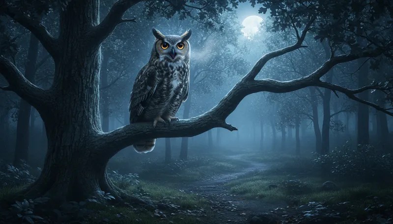Illustration of creature of the night: a being active mainly at night.