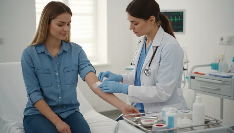 Illustration of treat: medical care given to someone