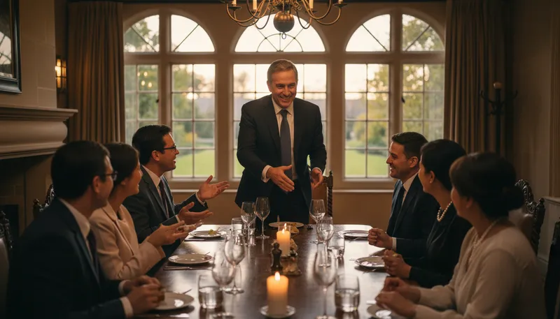 Illustration of formally: In an official or polite manner.