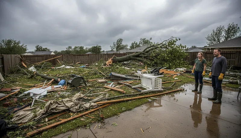 Illustration of debris field: A scattered area of broken pieces.