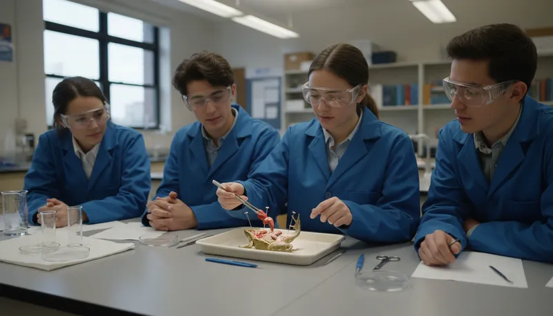 Illustration of dissection: The careful cutting apart for study.
