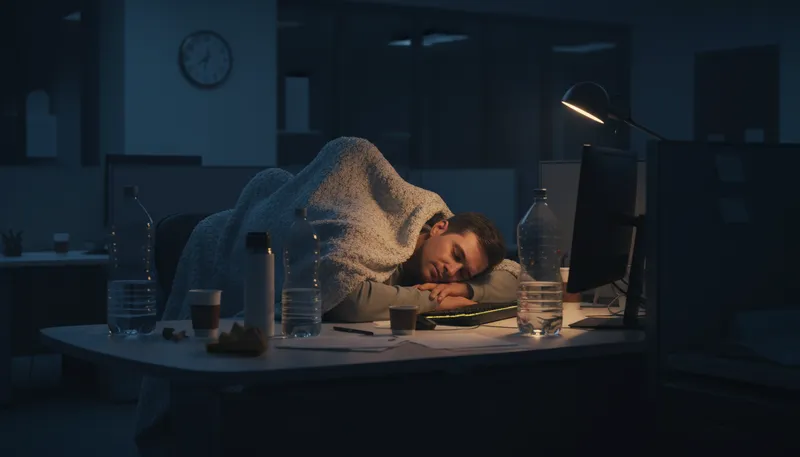 Illustration of sleep camel: someone who can stay awake for long periods.