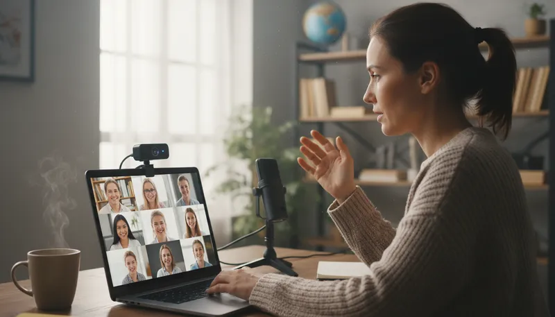 Illustration of webcam: A camera for online video.