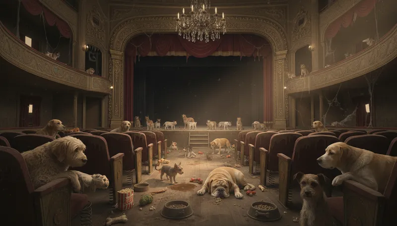 Illustration of go to the dogs: To decline in quality or condition.