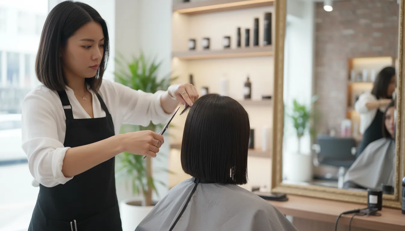 Illustration of hairstylist: a person who cuts and styles hair
