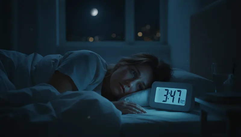 Illustration of insomniac: A person who struggles to sleep.