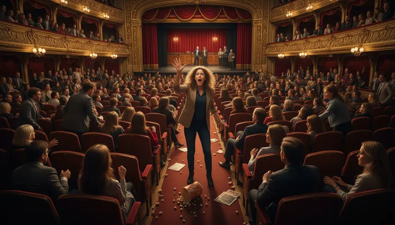 Illustration of shout fire in a crowded theater: to cause panic or chaos unnecessarily