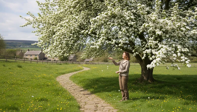Illustration of hawthorn: A type of flowering shrub or tree.
