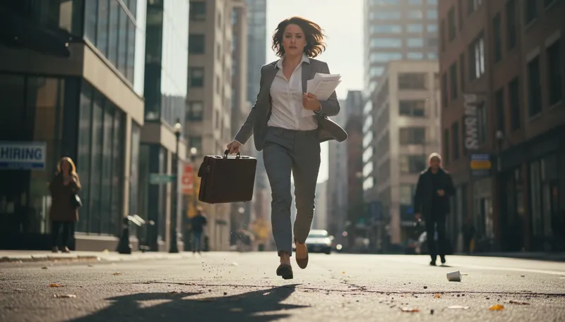 Illustration of hit the pavement: Start walking or searching actively.