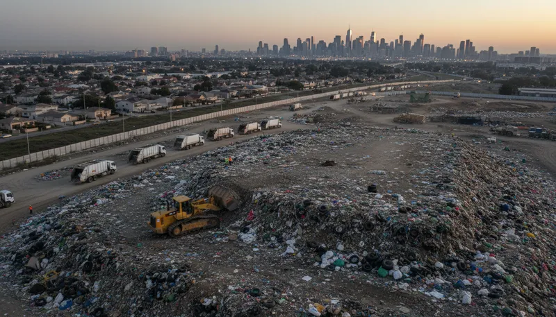 Illustration of landfill: A site for the disposal of waste materials.