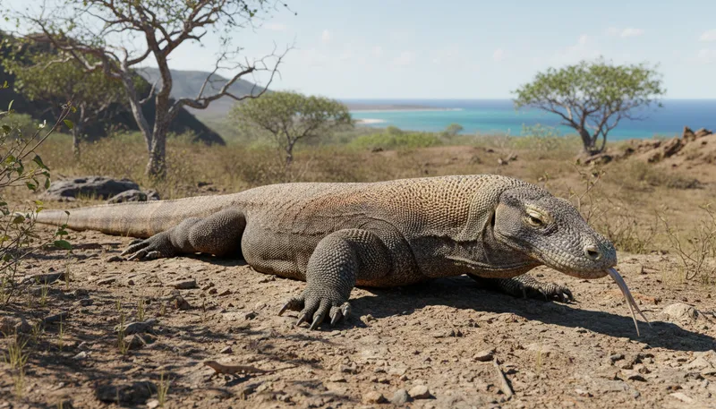 Illustration of komodo: Relating to Komodo dragons or islands.